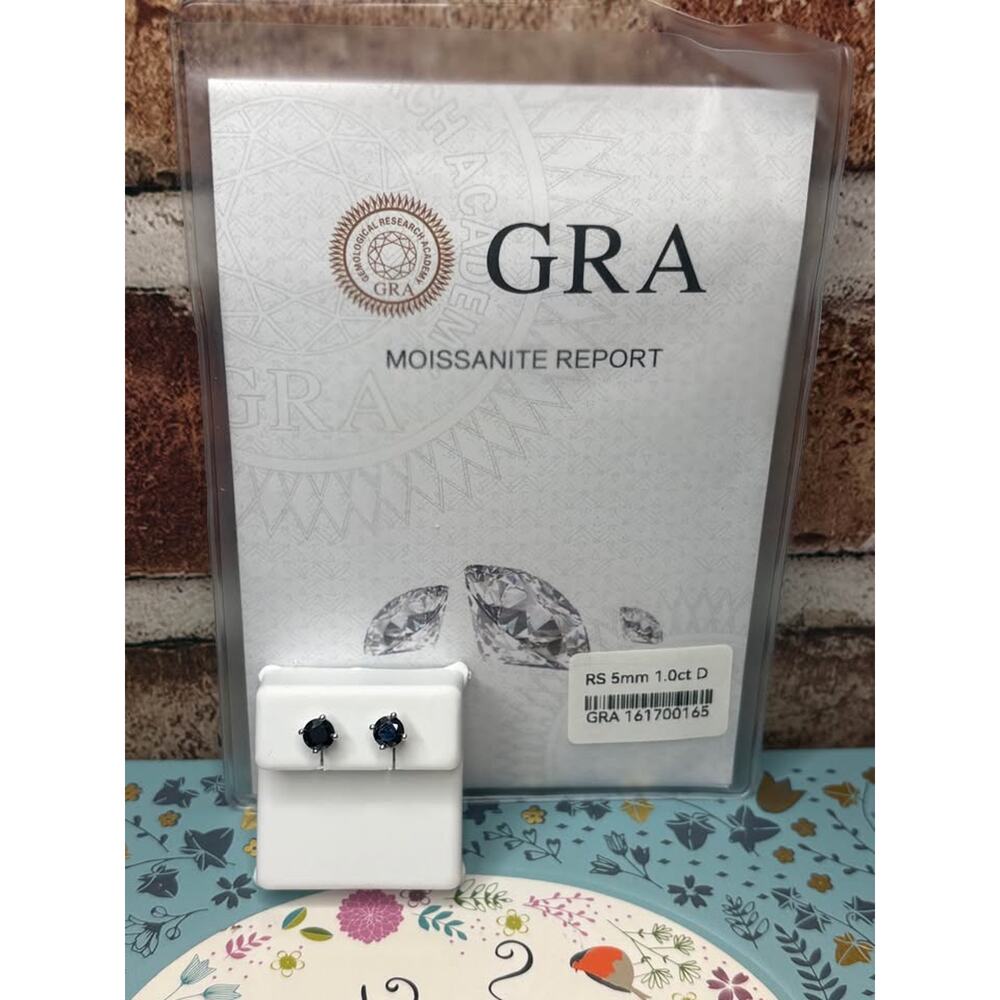 1 Carat BLACK Moissanite Screw Back Stud Earrings in 925 Sterling Silver